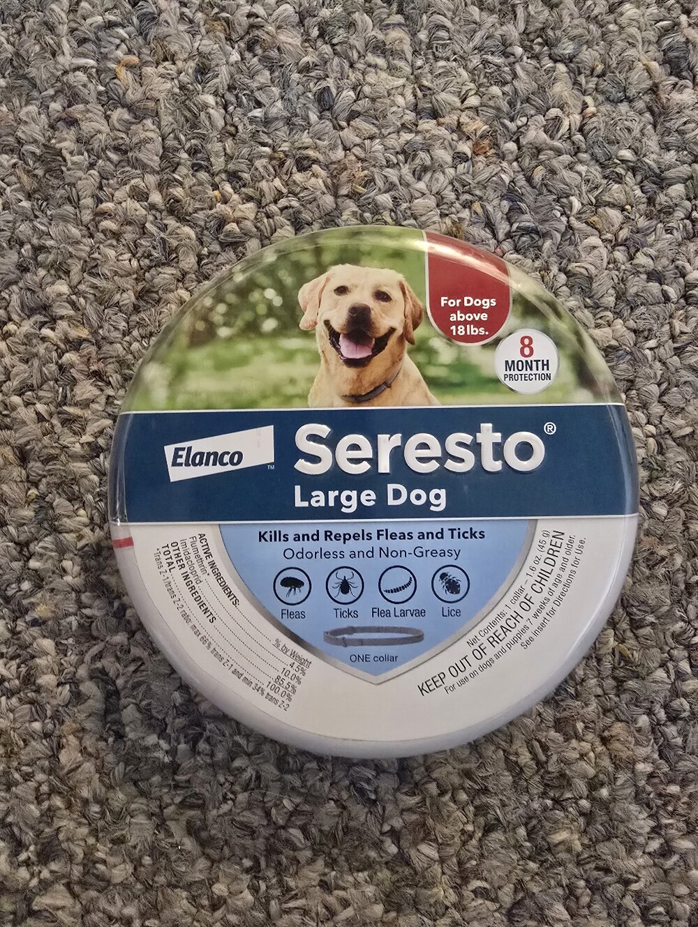 Seresto Large Dog Flea & Tick Collar by Elan - Blue/White Brand New